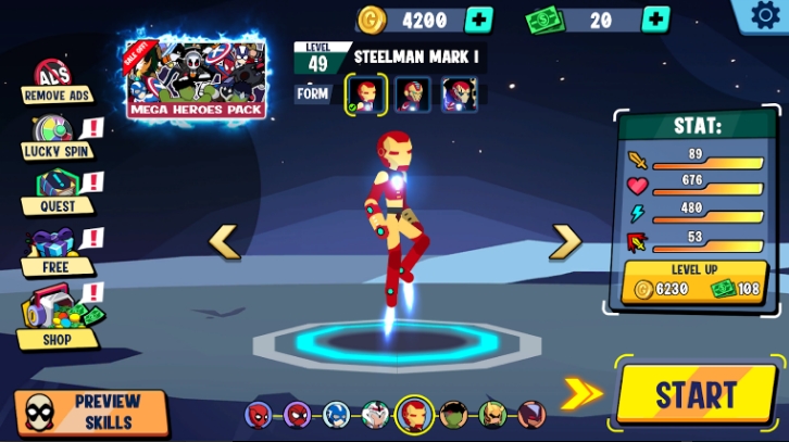 Stickman Superhero - Super Stick Heroes Fight Mod