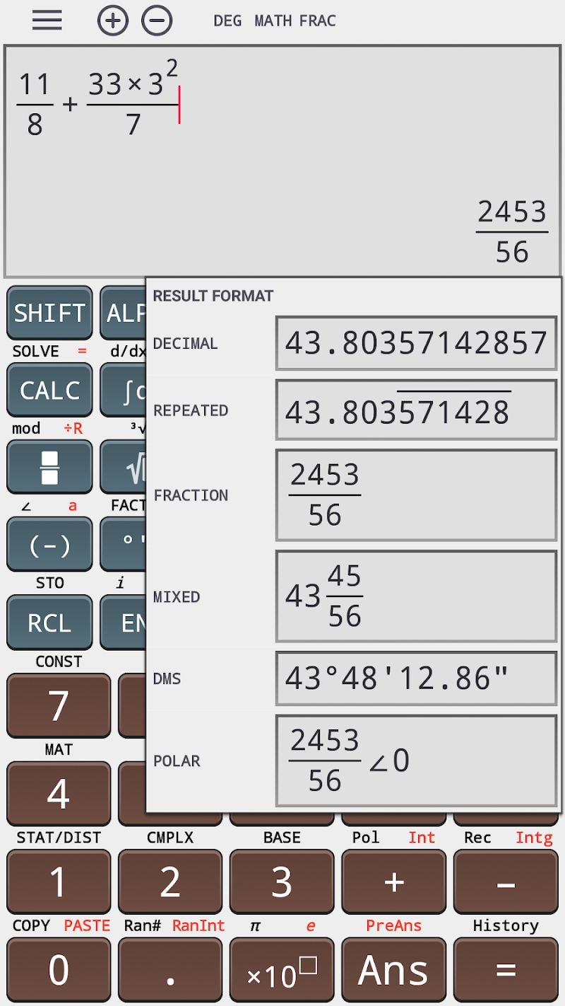 Algebra scientific calculator 991 ms plus 100 ms