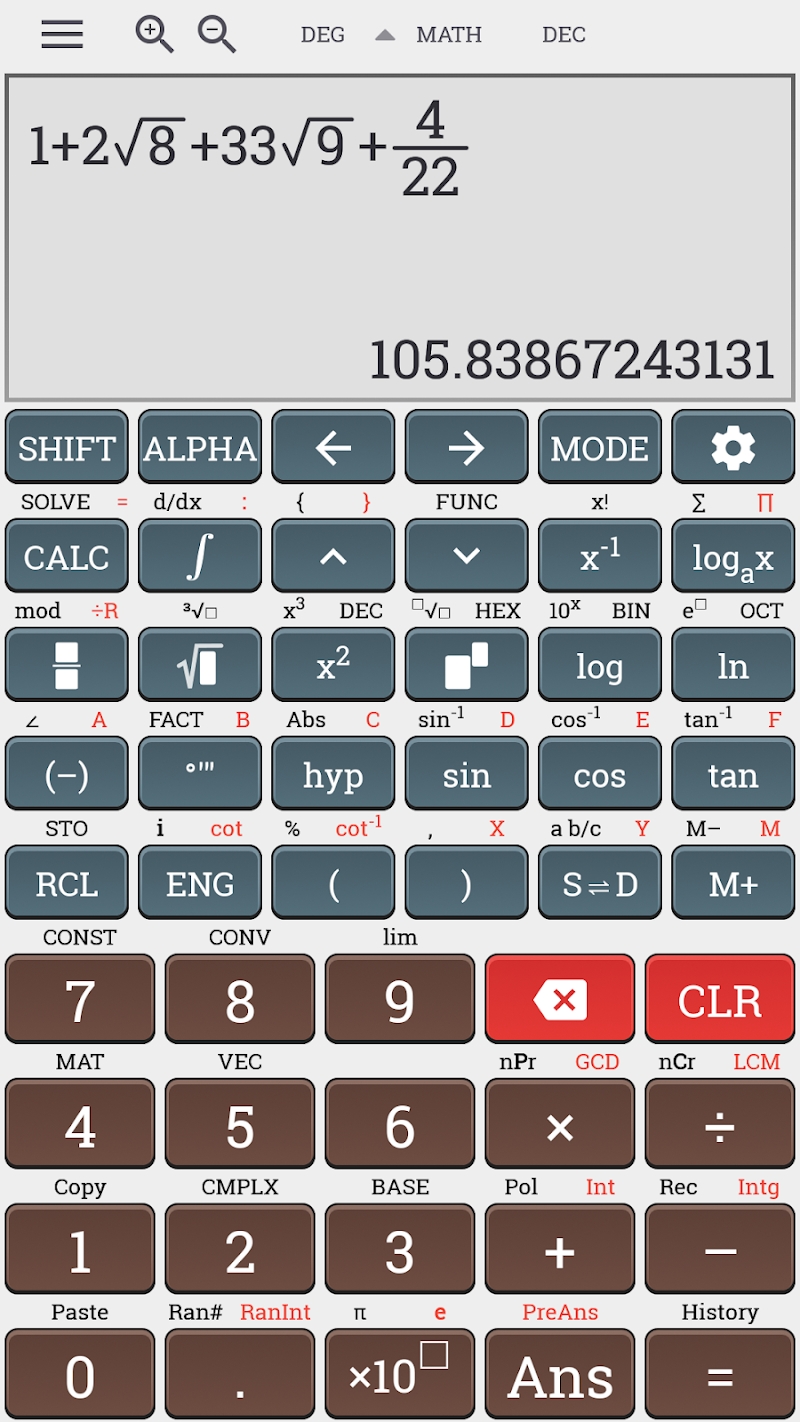 Algebra scientific calculator 991 ms plus 100 ms