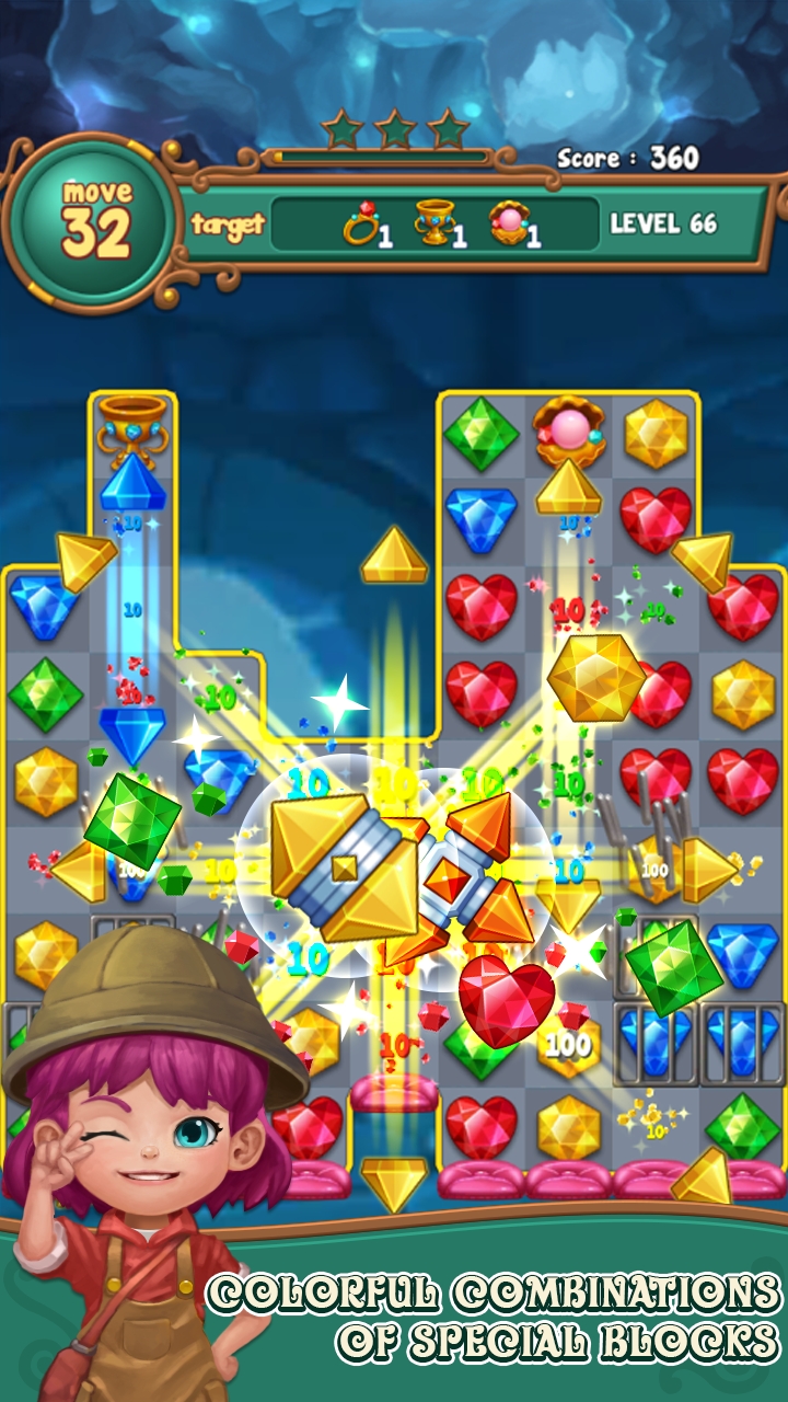 Jewels fantasy:  Easy and funny puzzle game