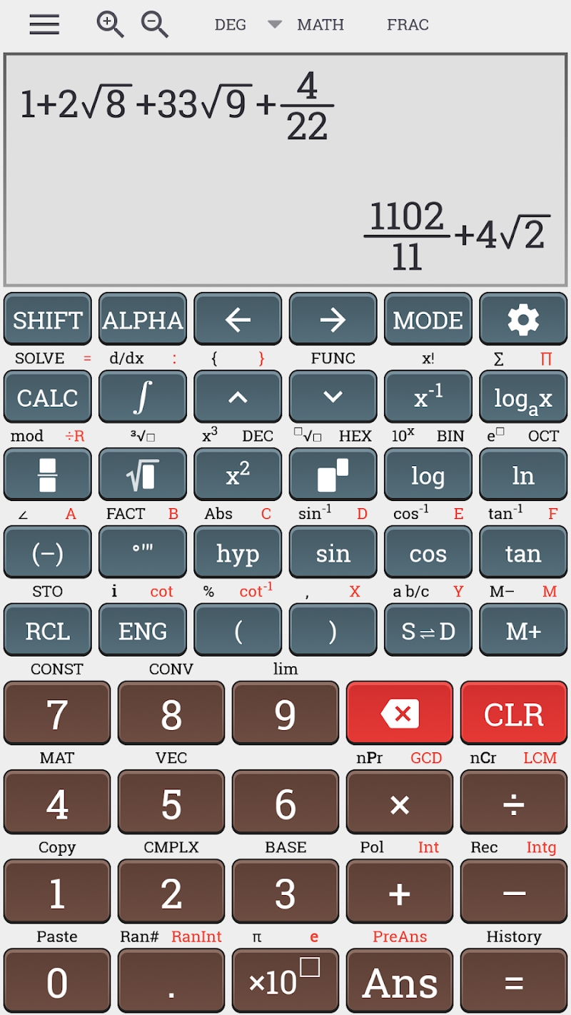 Algebra scientific calculator 991 ms plus 100 ms