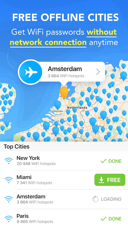 WiFi Map — Free Passwords & Hotspots