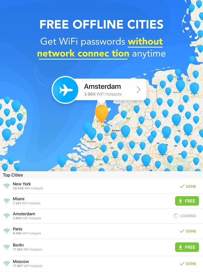 WiFi Map — Free Passwords & Hotspots