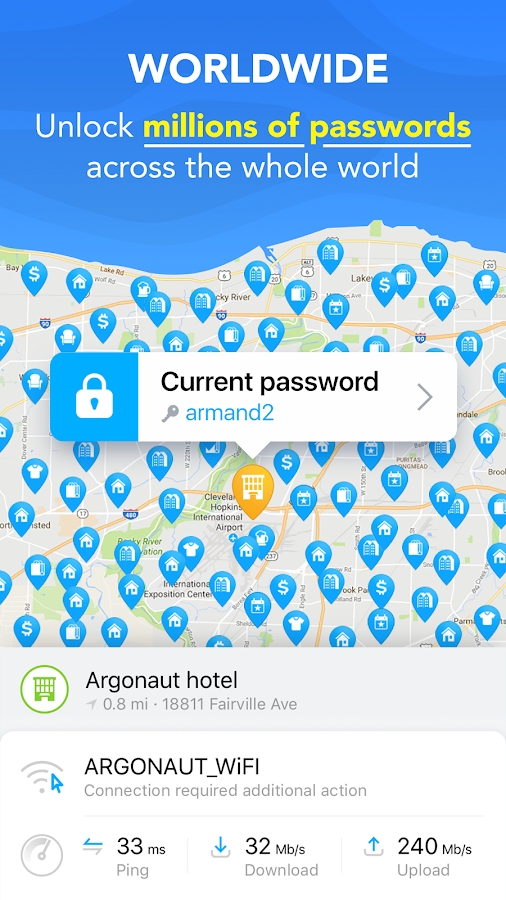 WiFi Map — Free Passwords & Hotspots