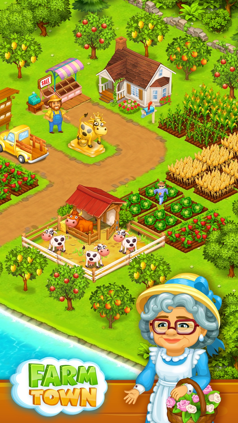 Farm Town: Happy village near small city and town