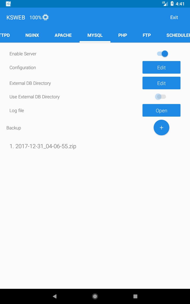 KSWEB: server + PHP + MySQL