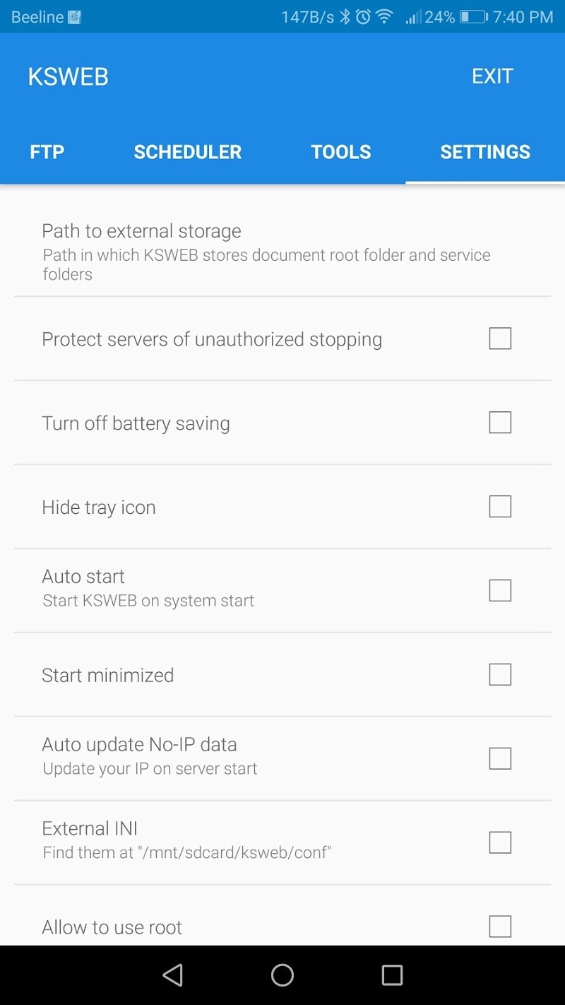 KSWEB: server + PHP + MySQL
