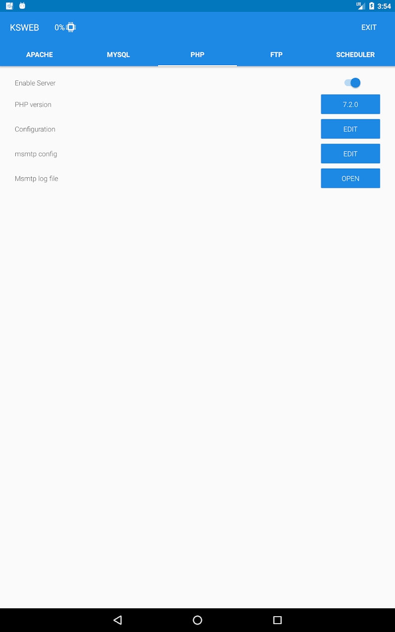 KSWEB: server + PHP + MySQL