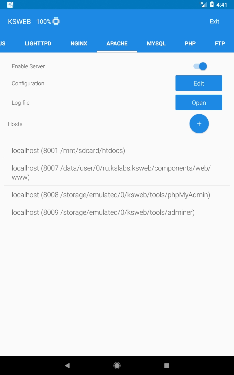 KSWEB: server + PHP + MySQL