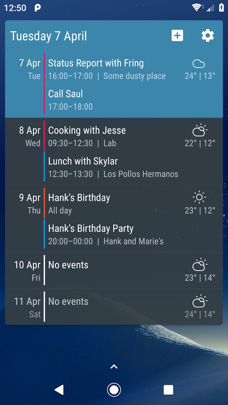 Event Flow Calendar Widget