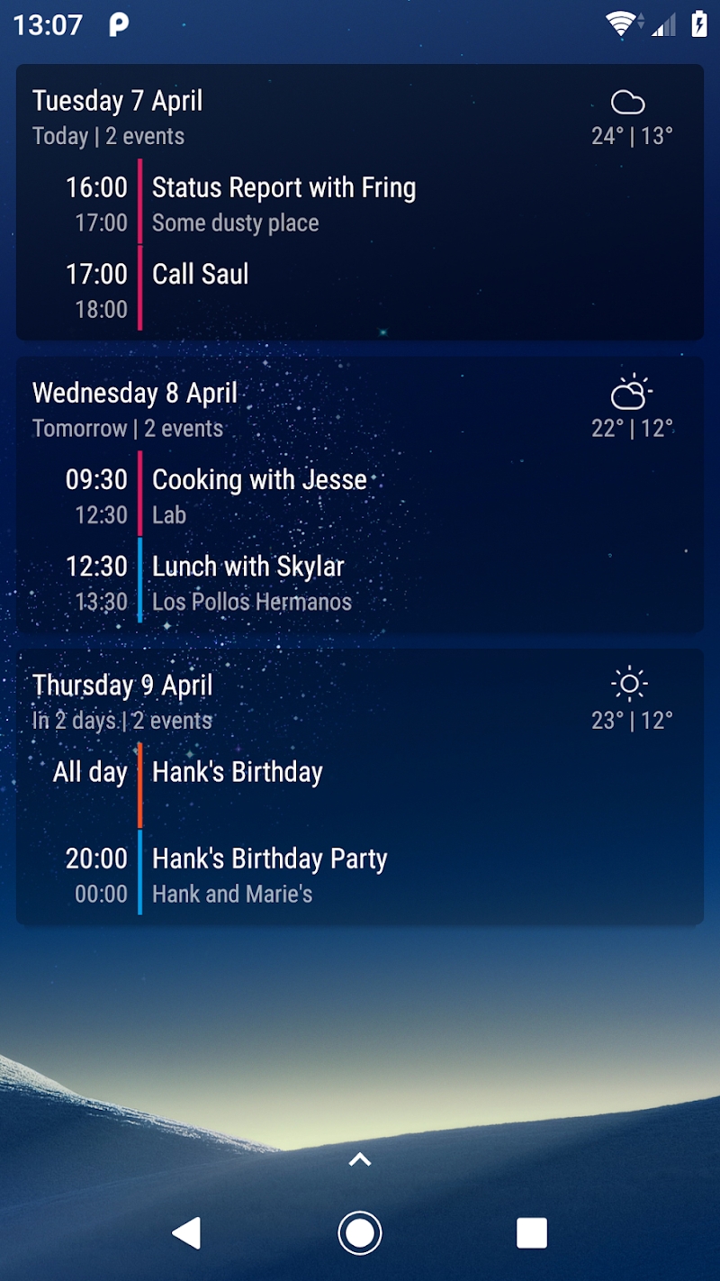 Event Flow Calendar Widget