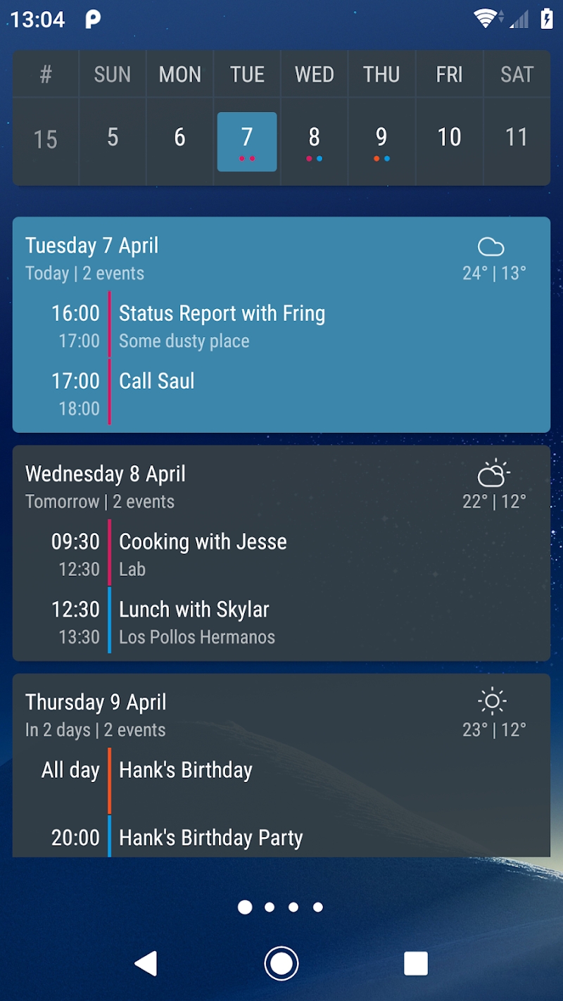 Event Flow Calendar Widget