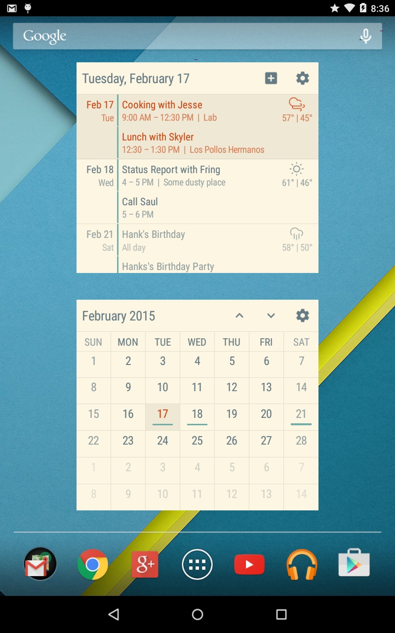 Event Flow Calendar Widget