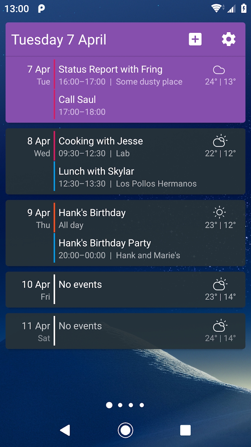 Event Flow Calendar Widget