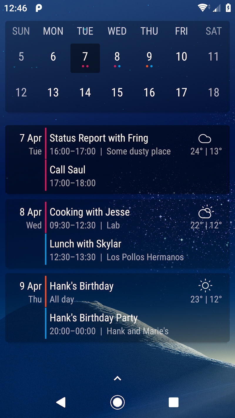 Event Flow Calendar Widget