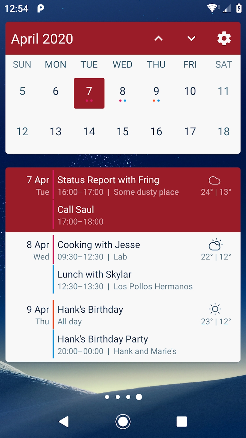 Event Flow Calendar Widget